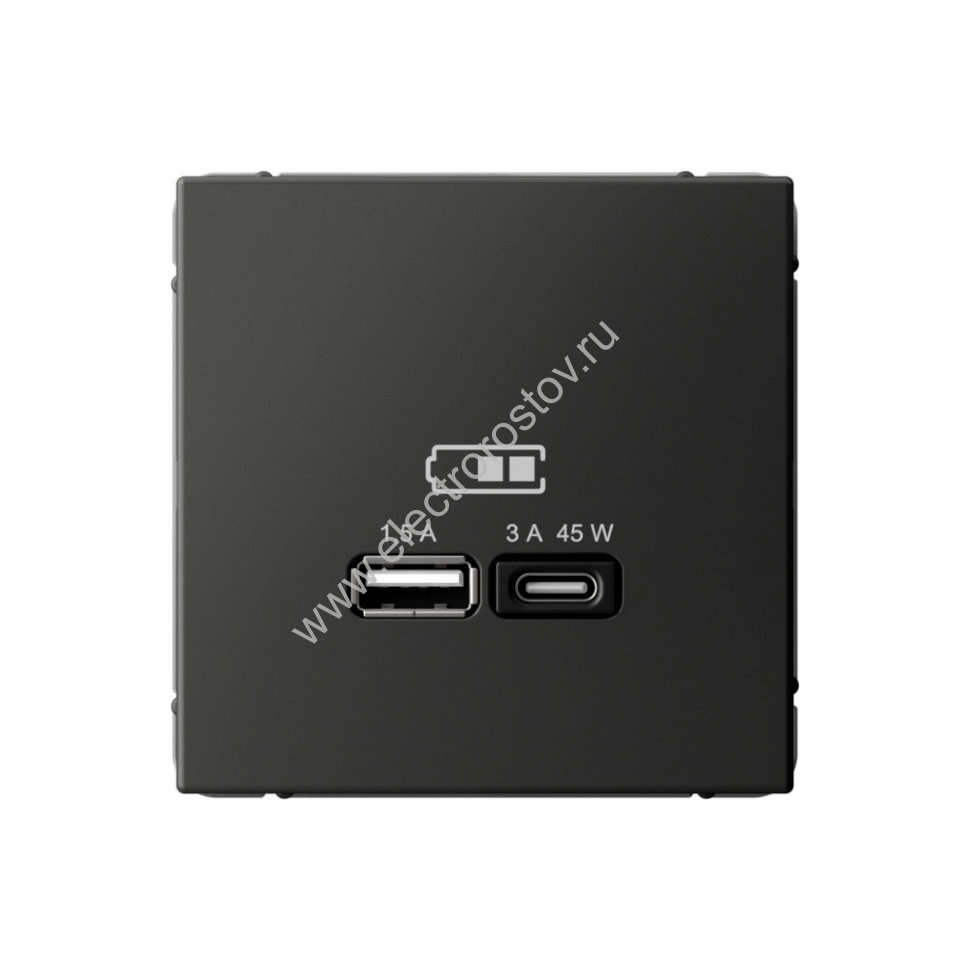 Systeme Electric ArtGallery Базальт USB Розетка A + тип-C 45Вт высокоскор.заряд. QC, PD, механизм