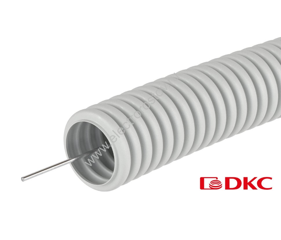 Труба ПВХ  гофрир. 25мм с протяжкой серая DKC