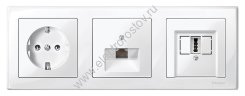 Schneider Electric Merten SM Бел глянец Накладка розетки ТЛФ/комп 1-ой наклонной