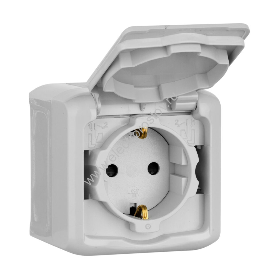 Quteo Серый IP44 Розетка 1-я с/з со шторками Legrand