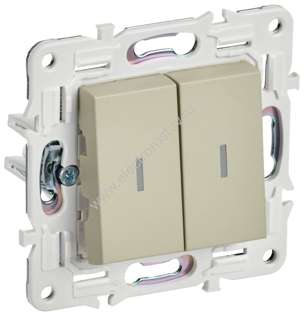 IEK SKANDY Бежевый Выключатель 2-клавишный проходной с индикацией 10А SK-V10B