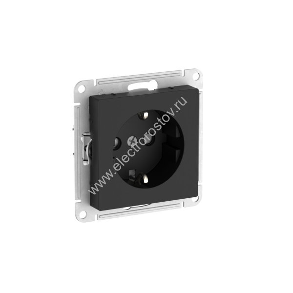 AtlasDesign Карбон Розетка 1-ая с/з со шторками с быстрозажим. клеммами Schneider Electric