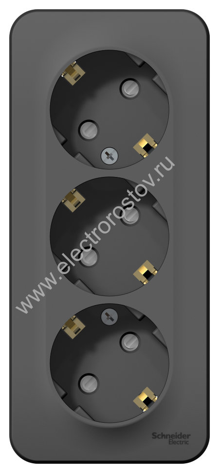 Blanca наруж Антрацит Розетка 3-ая с/з со шторками 16А, 250В, изолир. пластина Schneider Electric