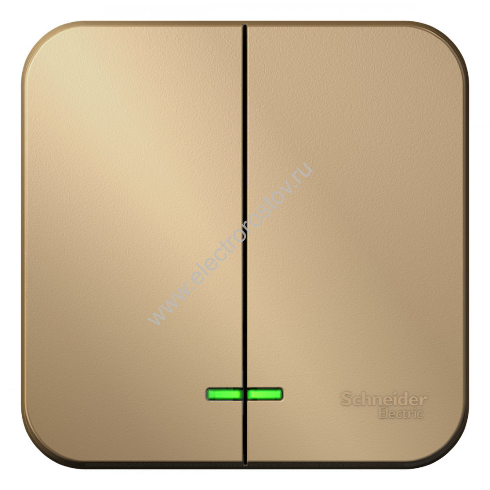 Blanca наруж Титан Выключатель 2-клавишный с подсветкой 10А,250B, изолир. пластина Schneider Electri