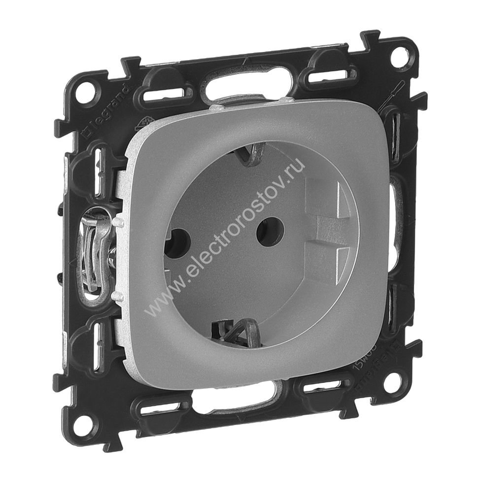 Valena Allure Алюминий Розетка 1-ая с/з, винт. зажим Legrand