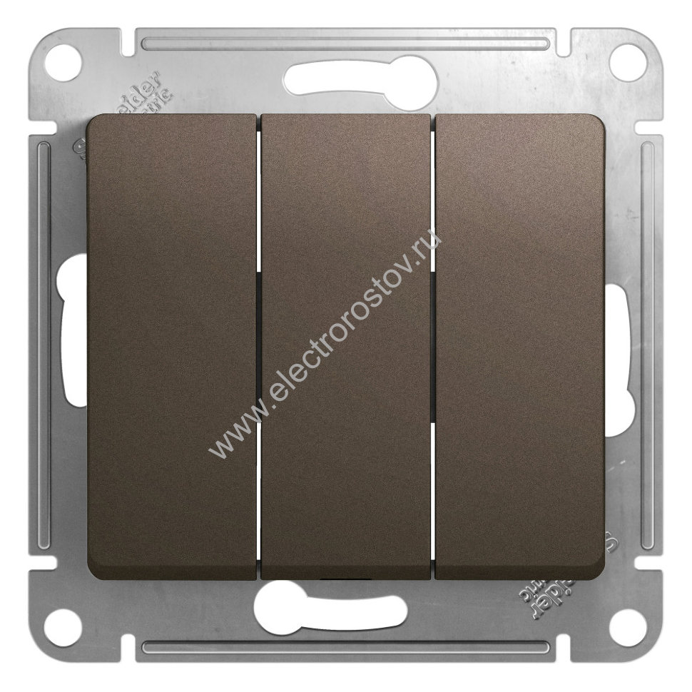 Glossa Шоколад Выключатель 3-клавишный Schneider Electric