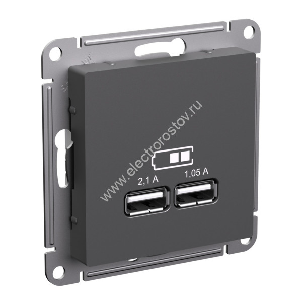 AtlasDesign Базальт Розетка USB A+A; 5В/2,1A; 2x5В/1,05A Schneider Electric