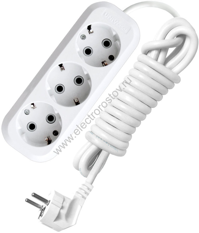Удлинитель 3м 3 розетки, 16А/3.5кВт, с заземлением Universal