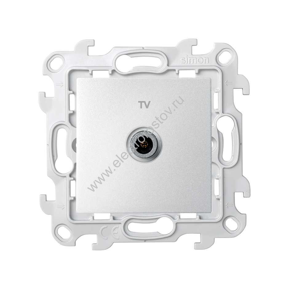 Simon 24 Алюминий Розетка TV проходная Simon