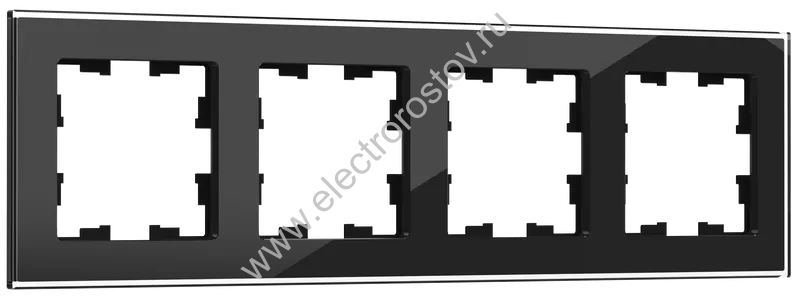 IEK BRITE DECOR Черный глянец стекло Рамка 4-м РУ-4-2-БрЧ