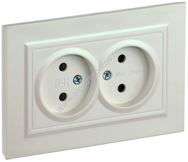 IEK BRITE Жемчуг Розетка 2-я без з/к с з/ш 10А в сборе РСш12-2-БрЖ