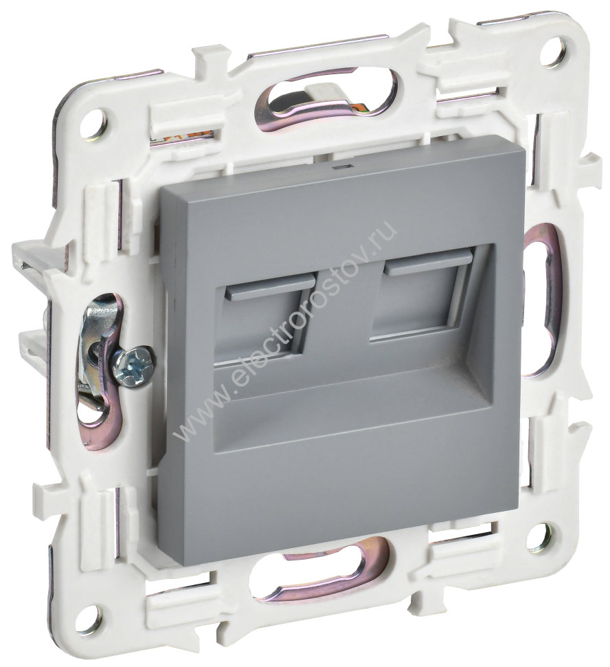 IEK SKANDY Серый Розетка компьютерная двойная RJ45 кат.6 SK-K04Gr