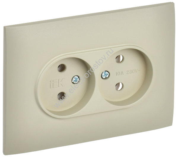 IEK SKANDY Бежевый Розетка 2-ая б/з 10А в сборе SK-R10B
