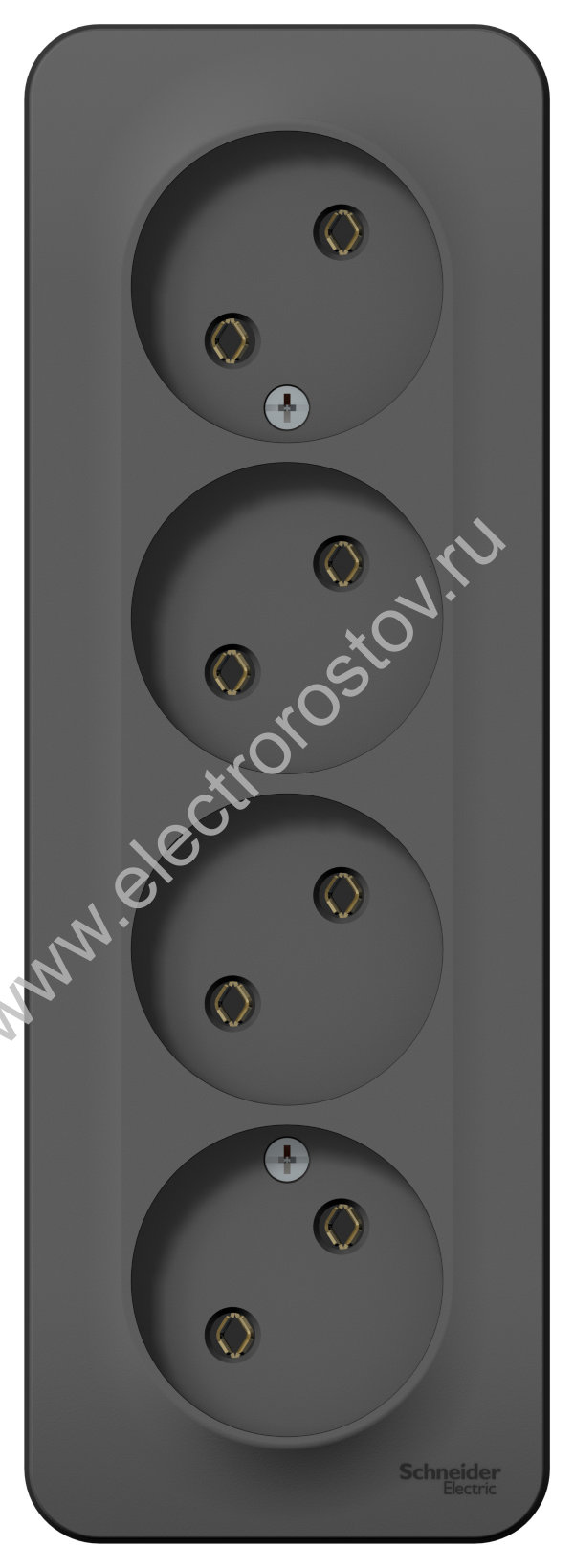 Blanca наруж Антрацит Розетка 4-ая б/з без шторок 16А, 250В, изолир. пластина Schneider Electric