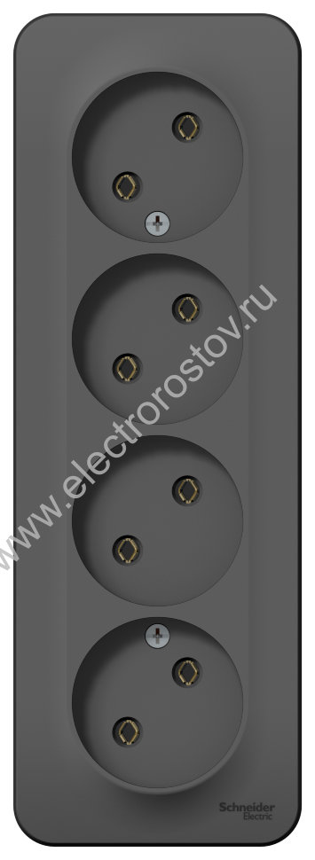 Blanca наруж Антрацит Розетка 4-ая б/з без шторок 16А, 250В, изолир. пластина Schneider Electric