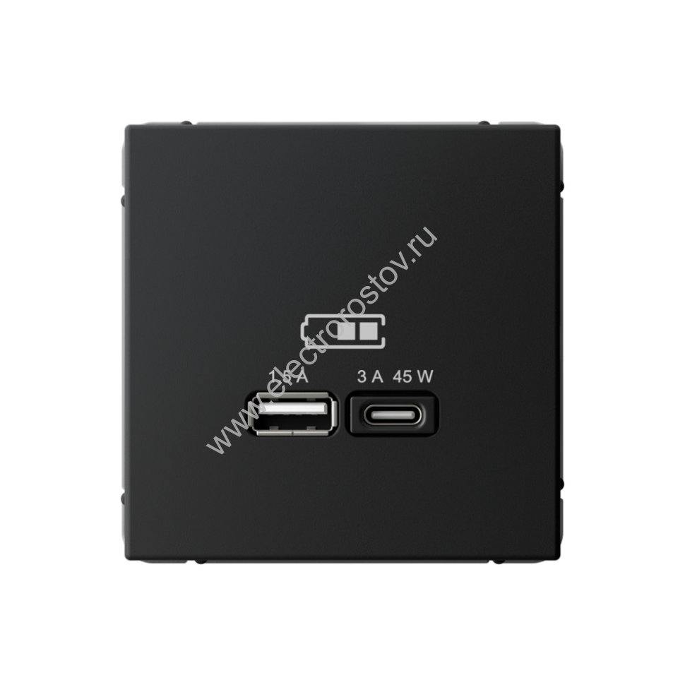 Systeme Electric ArtGallery Карбон USB Розетка A + тип-C 45Вт высокоскор.заряд. QC, PD, механизм