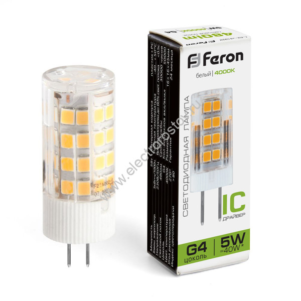 Лампа светодиодная LED G4 5вт 220В 4000К Feron