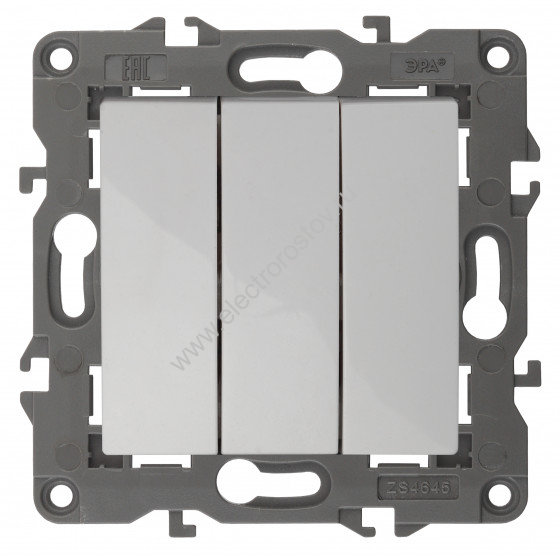 Elegance Белый Выключатель трехклавишный ЭРА