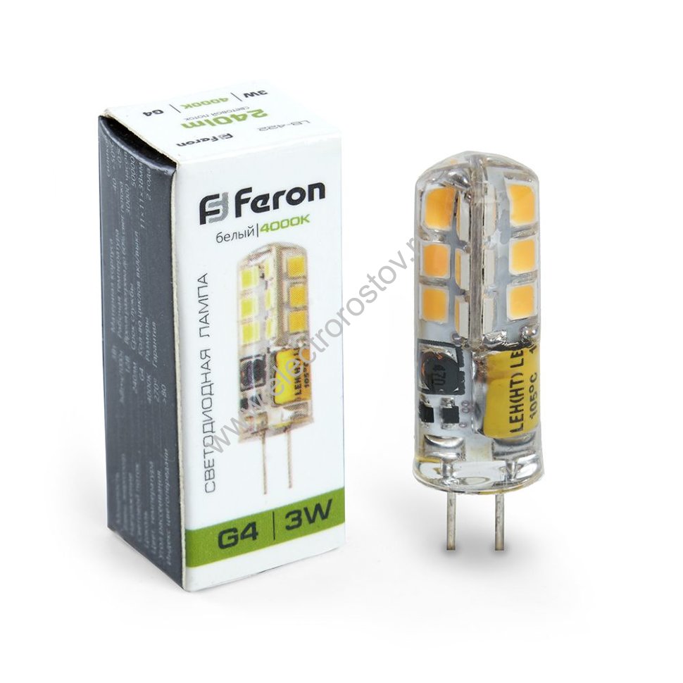 Лампа светодиодная LED G4 3вт 12В 4000K FERON