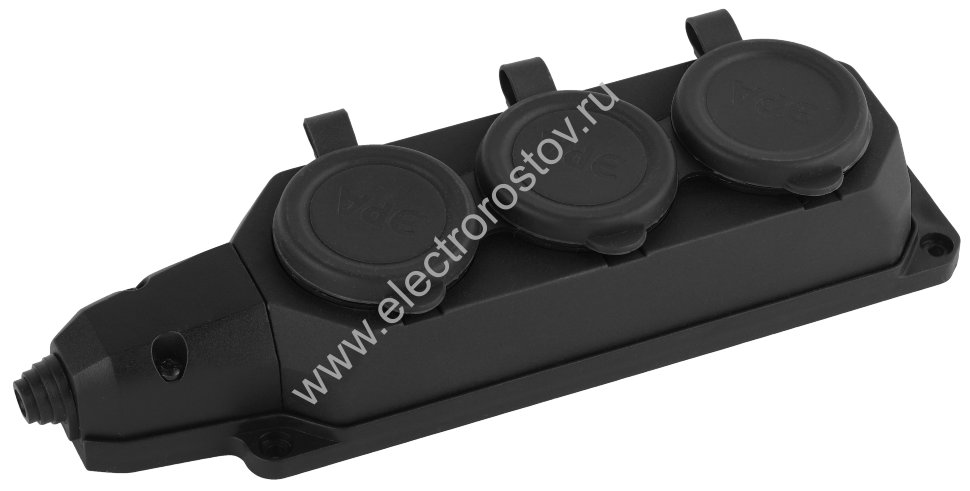 Колодка для удлинителя каучук 3 розетки с заземл. IP44 ЭРА