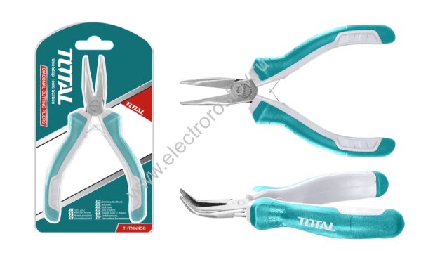 Мини круглогубцы загнутые 115мм прорезинен. рукоятка TOTAL