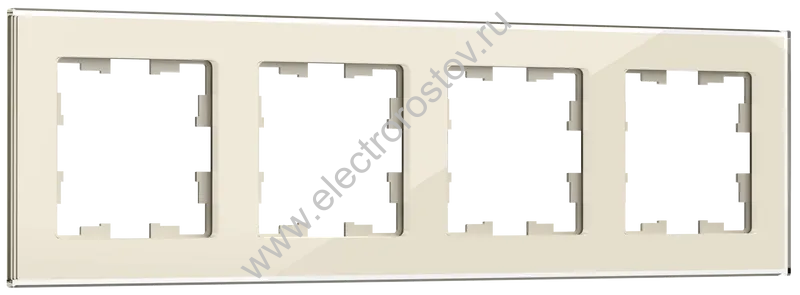 IEK BRITE DECOR Ванильный глянец стекло Рамка 4-м РУ-4-2-БрВа