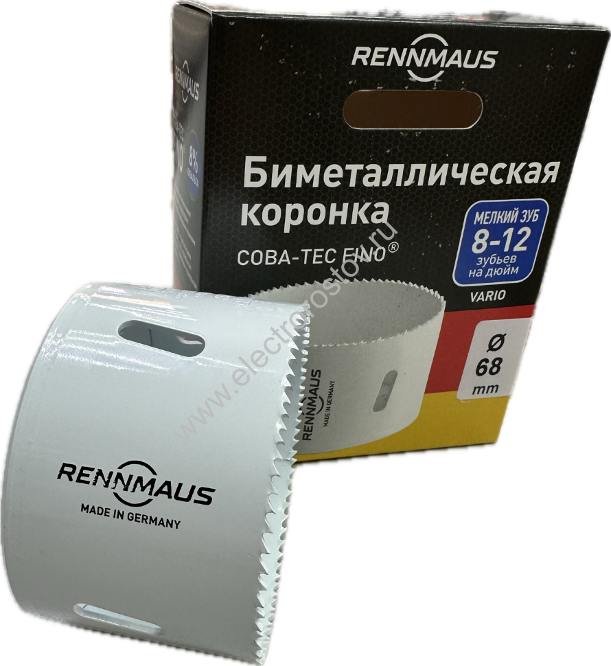 Коронка Bi-metall D=68 (мелкий зуб) Германия Rennmaus