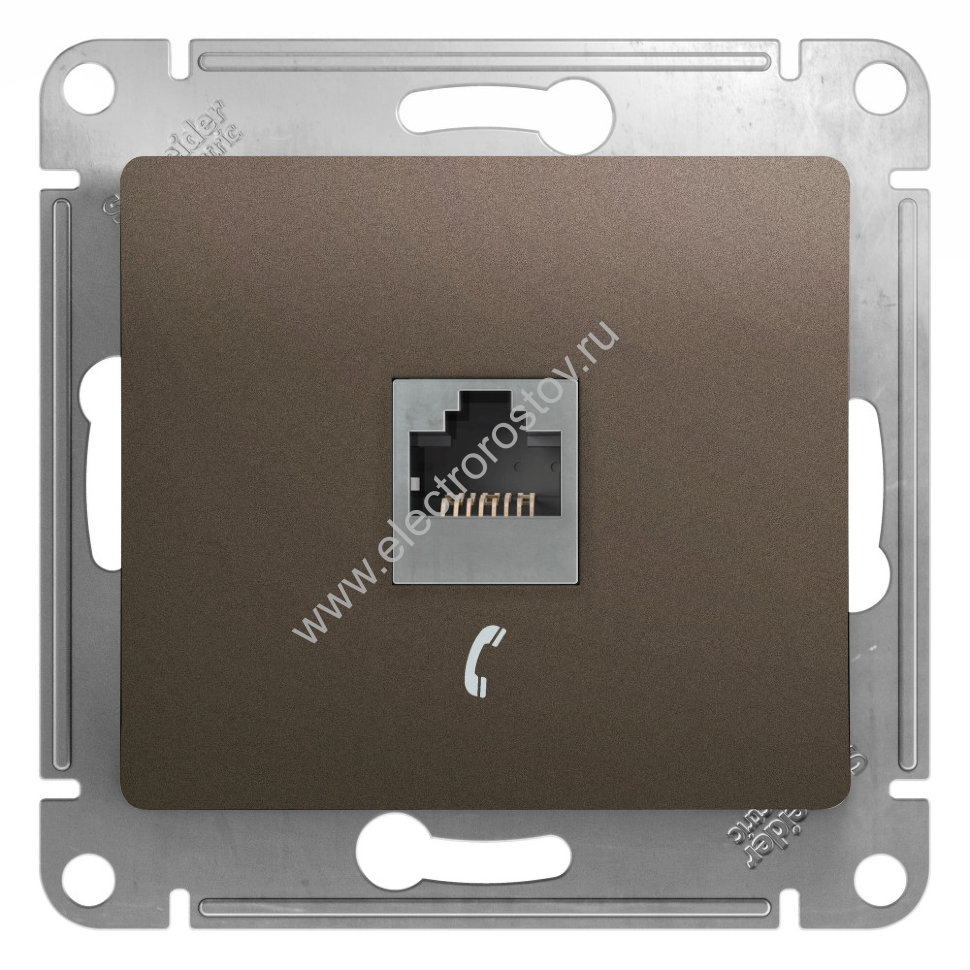Glossa Шоколад Розетка телефонная RJ11 Schneider Electric