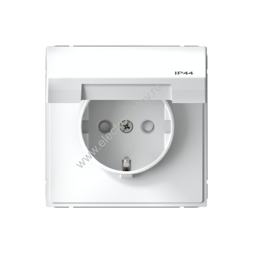 Systeme Electric ArtGallery Белый Розетка с заземл. со шт. с крышк, 16А, IP44, механизм
