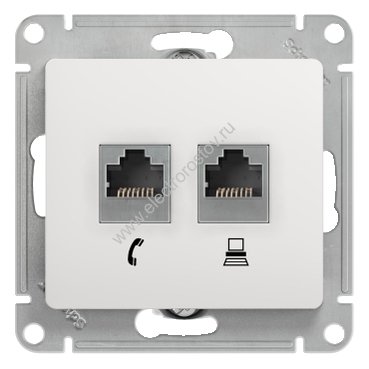 Glossa Белый Розетка компьютерная + телеф. RJ11+RJ45, кат. 5e Schneider Electric