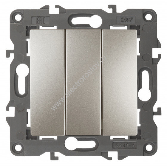 Elegance Шампань Выключатель трехклавишный ЭРА