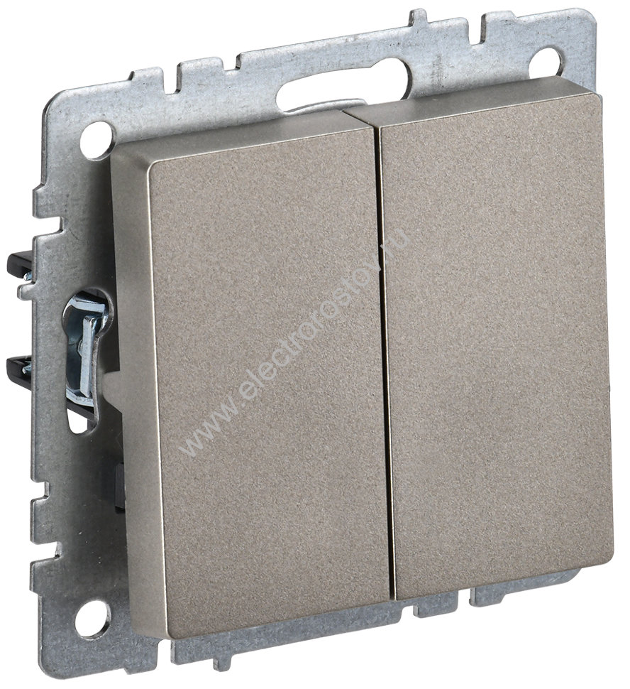 IEK BRITE BASE Шампань Выключатель 2-кл прох. 10А ВС10-2-6-БрШ