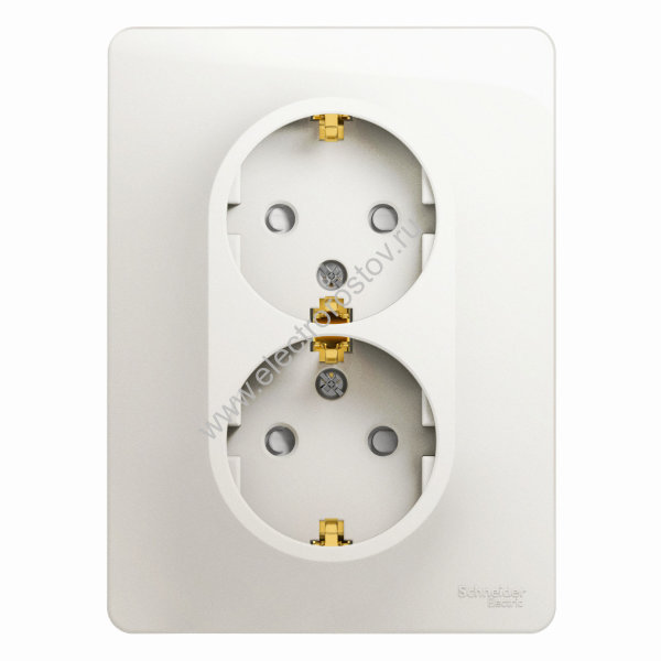 Glossa Перламутр Розетка 2-ая с/з со шторками Schneider Electric