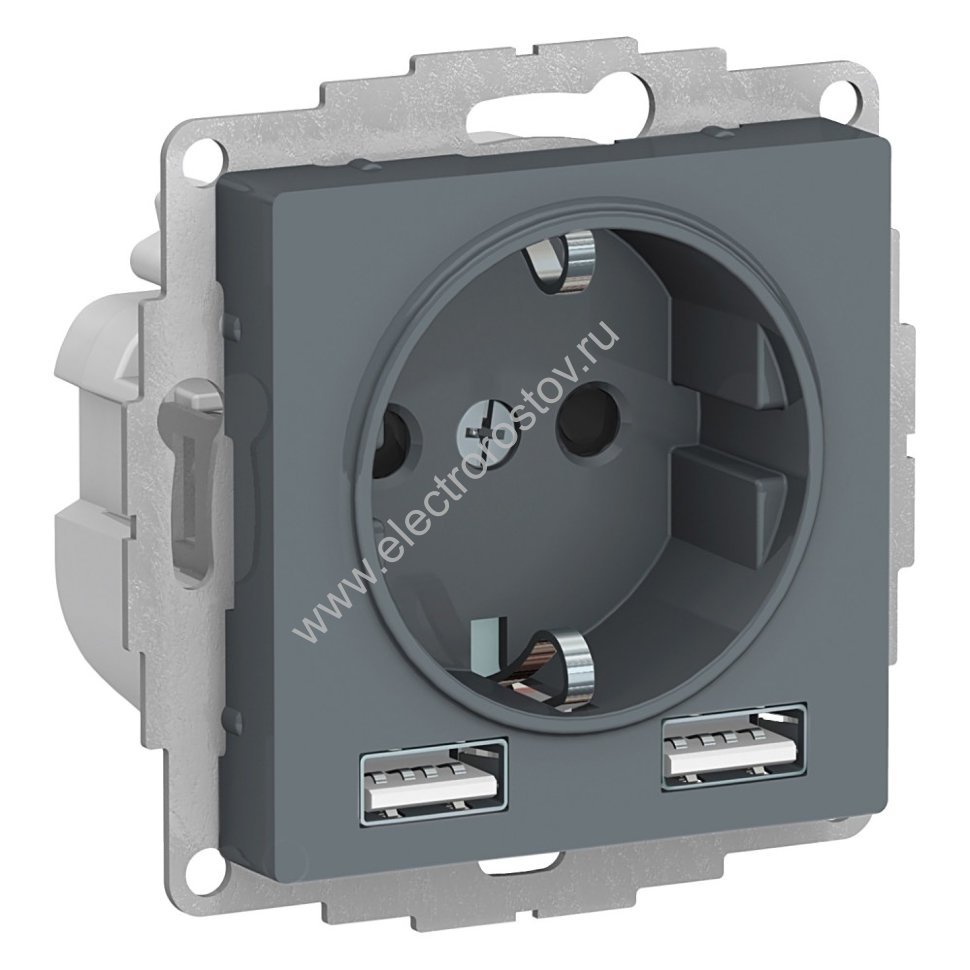 AtlasDesign Грифель Розетка + USB Розетка A+A, 1x2,4A или 2х1,2А Schneider Electric