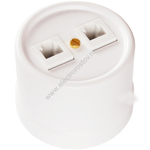 Лизетта Белый Розетка компьютерная двойная, палстик Bironi