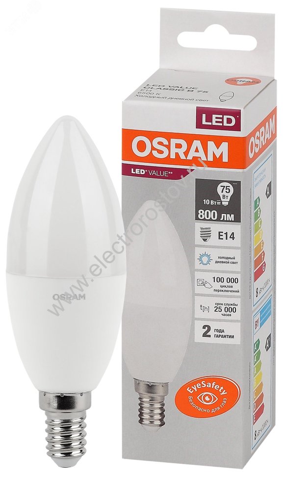 Лампа светодиодная LED Свеча 10W 4000K E14 OSRAM