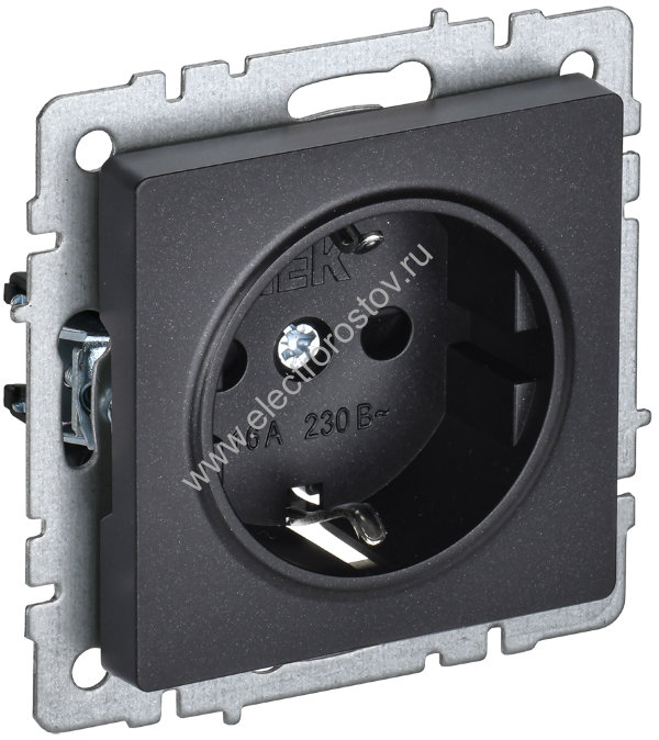 IEK BRITE BASE Черный Розетка 1-м с/з с защ штор 16А РС14-1-0-БрЧ