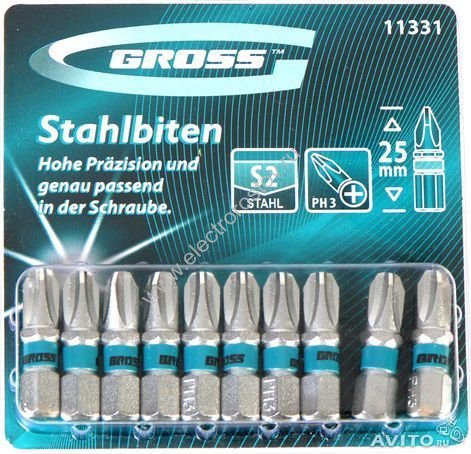 Бита PH2x25мм Gross