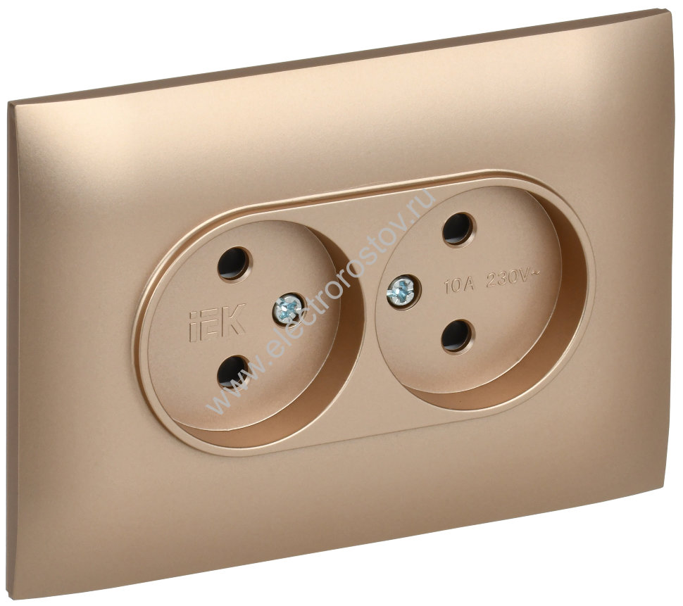IEK SKANDY Песочный Розетка 2-ая б/з 10А в сборе SK-R10Sa