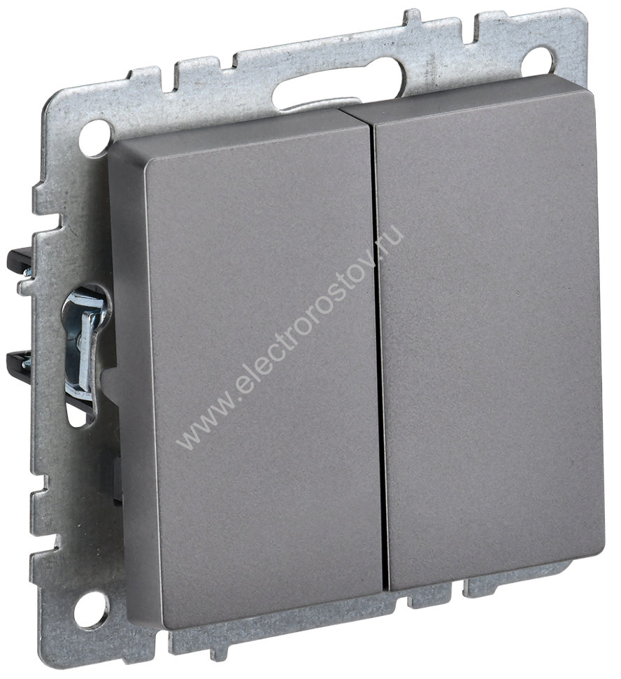 IEK BRITE BASE Сталь Выключ. 2-кл прох 10А ВС10-2-6-БрС