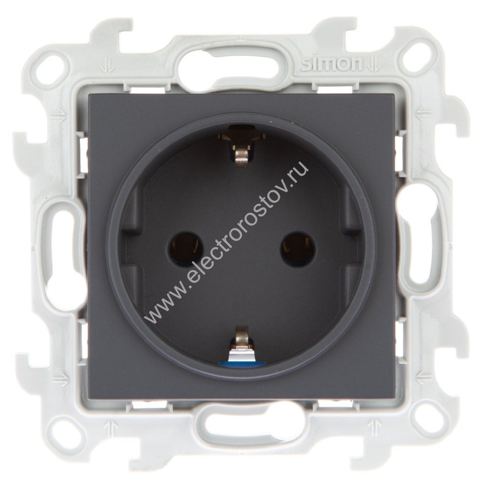 Simon 24 Графит Розетка 1-ая с заземлением Simon