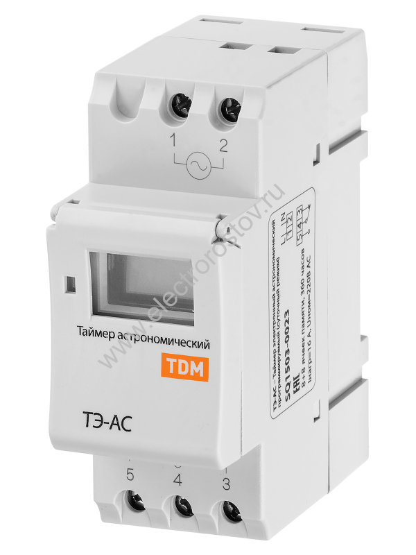 Таймер электронный астрономический ТЭ-АС-1мин/24ч-8on/off 16A TDM