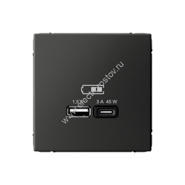 Systeme Electric ArtGallery Базальт USB Розетка A + тип-C 45Вт высокоскор.заряд. QC, PD, механизм