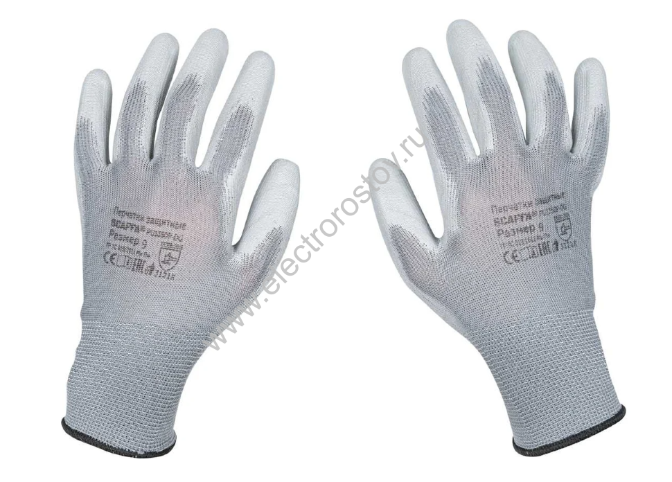 Перчатки Нейлон/Полиуретан Серый 9 размер SCAFFA