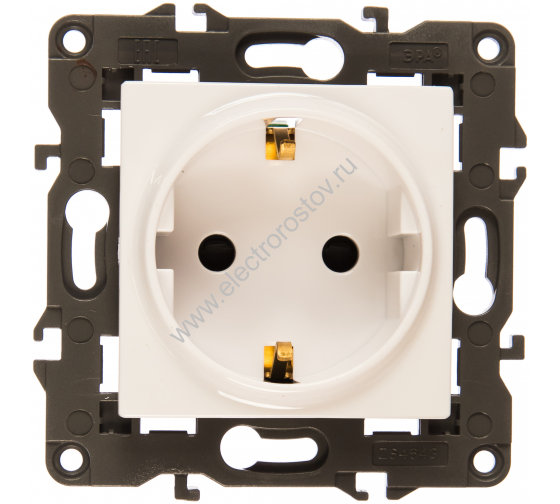 Elegance Белый Розетка 1-ая с/з со шторками ЭРА