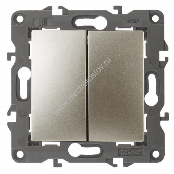 Elegance Шампань Переключатель двухклавишный ЭРА