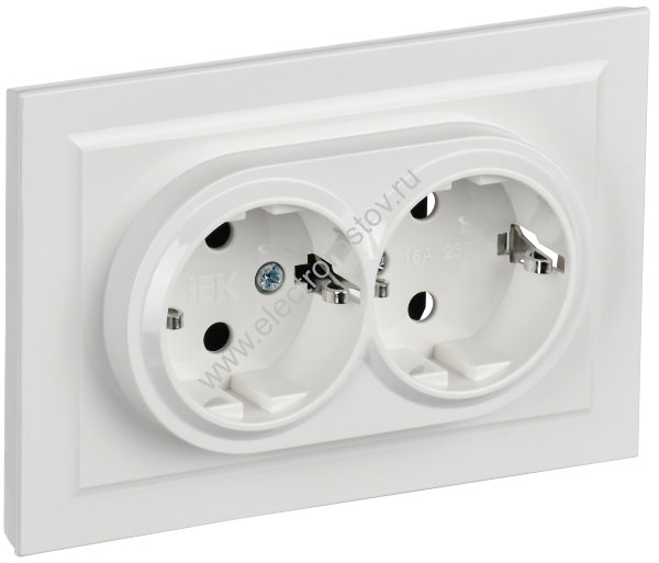 IEK BRITE Белый Розетка 2-я с з/к/ш 16А в сборе РСш12-3-БрБ