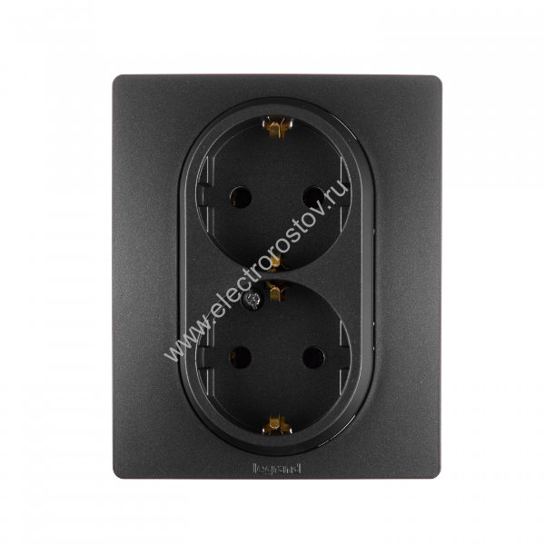Etika Антрацит Розетка 2-ая с/з, винт. клеммы Legrand