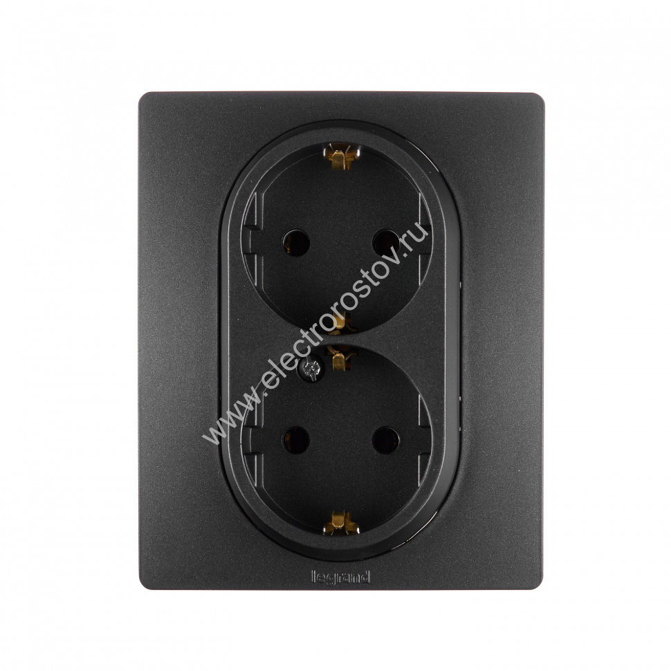 Etika Антрацит Розетка 2-ая с/з, винт. клеммы Legrand