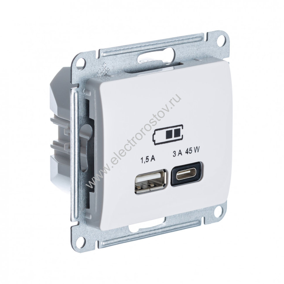 Glossa Бежевый Розетка USB A+C, 45Вт; 5В/1,5-3А Schneider Electric